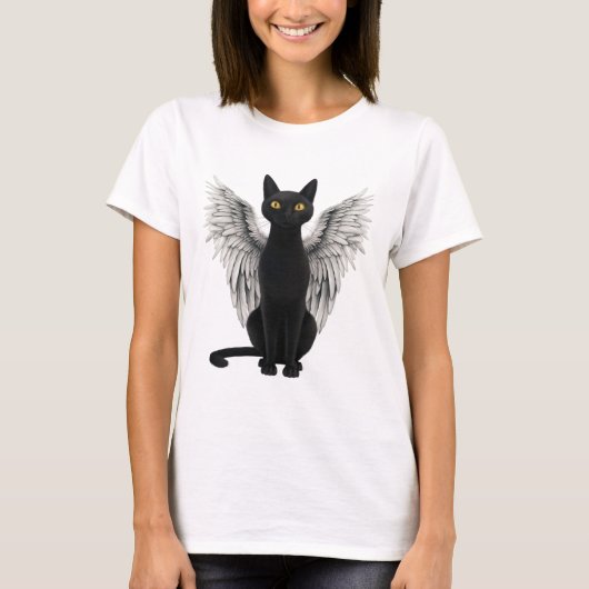 Black Cat Angel Wings T-shirt (Voorkant)