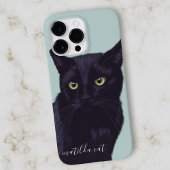 Black Cat Animal Art Gepersonaliseerde naam Case-Mate iPhone Case