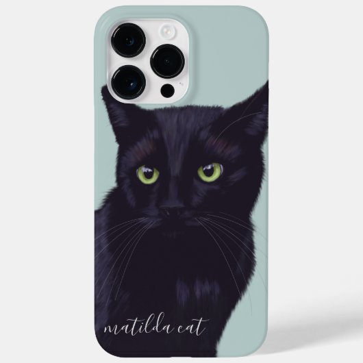 Black Cat Animal Art Gepersonaliseerde naam Case-Mate iPhone Case (Achterkant)