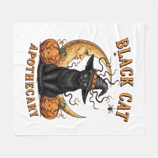 Black Cat Apothecary beroemd gemaakt door Hallowee Fleece Deken (Voorkant (Horizontaal))