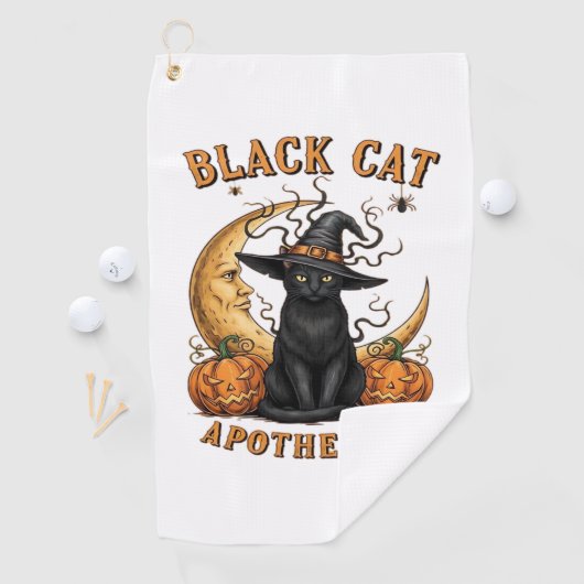 Black Cat Apothecary beroemd gemaakt door Hallowee Golfhanddoek (Insitu)