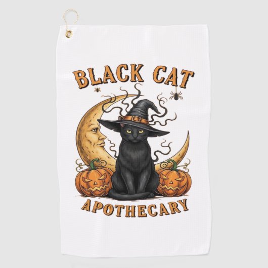 Black Cat Apothecary beroemd gemaakt door Hallowee Golfhanddoek (Voorkant)