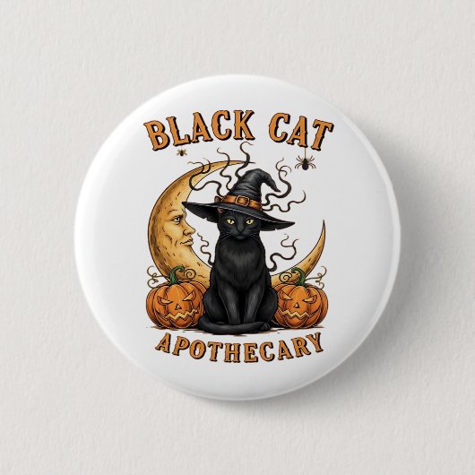Black Cat Apothecary beroemd gemaakt door Hallowee Ronde Button 5,7 Cm (Voorkant)