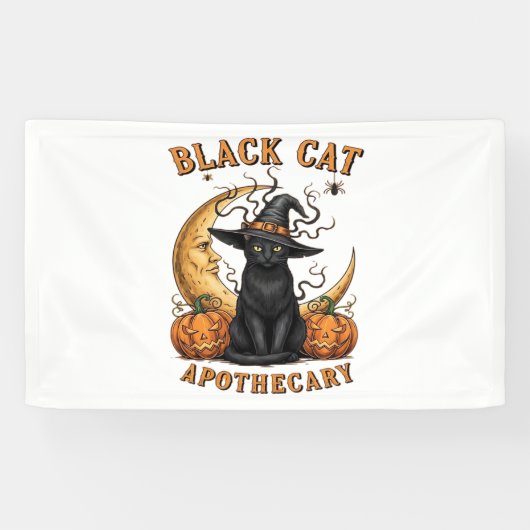 Black Cat Apothecary beroemd gemaakt door Hallowee Spandoek (Horizontaal)