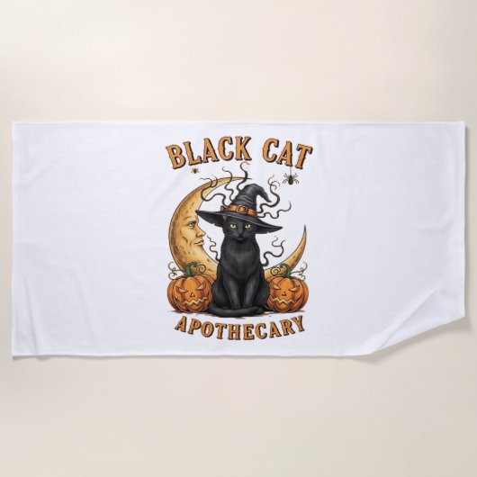 Black Cat Apothecary beroemd gemaakt door Hallowee Strandlaken (Voorkant)