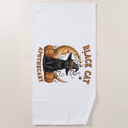 Black Cat Apothecary beroemd gemaakt door Hallowee Strandlaken (Voorkant)