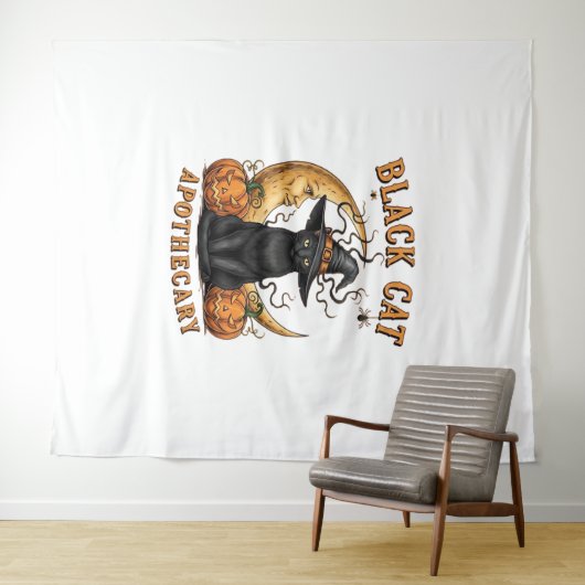 Black Cat Apothecary beroemd gemaakt door Hallowee Wandkleed (In Situ (horizontaal))