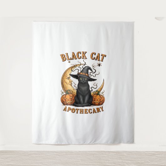 Black Cat Apothecary beroemd gemaakt door Hallowee Wandkleed (Voorkant)