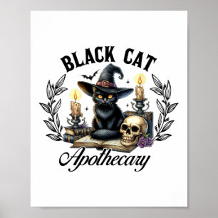 Black Cat Apothecary Funny Halloween Witchy Vrouwe Poster