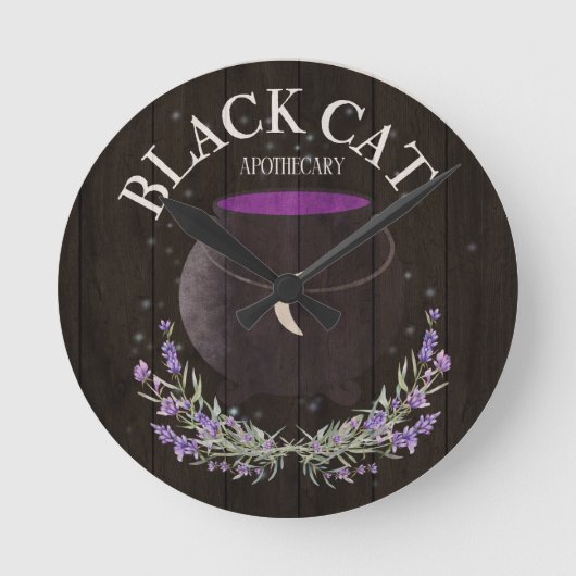 Black Cat Apothecary Ronde Klok (Voorkant)