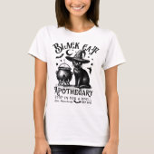 Black Cat Apothecary Wiccan Grimoire Halloween  T-shirt (Voorkant)