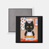 Black Cat Art Apple Magnet Creationarts Lisa Adams (Voorkant / Achterkant)
