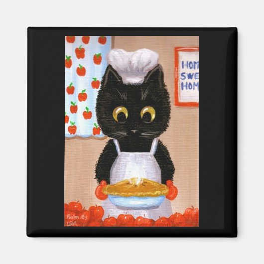 Black Cat Art Apple Magnet Creationarts Lisa Adams (Voorkant)