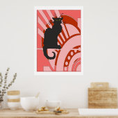 Black Cat Art Deco Poster (Keuken)