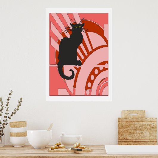 Black Cat Art Deco Poster (Keuken)