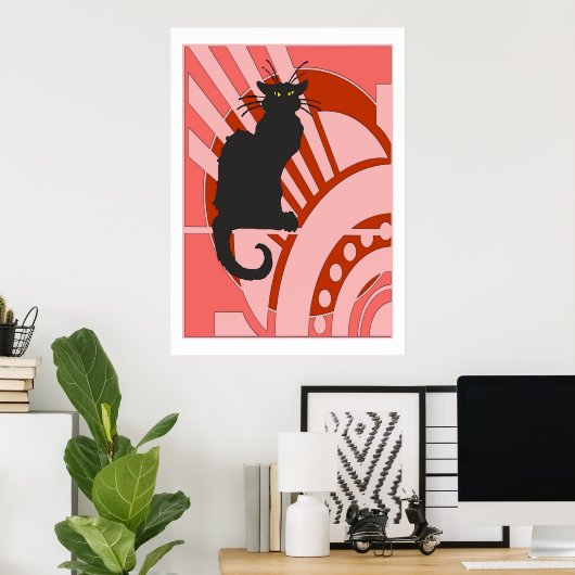 Black Cat Art Deco Poster (Thuiskantoor)