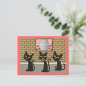 Black Cat Art geeft "We Three Amigos" Briefkaart (Staand voorkant)