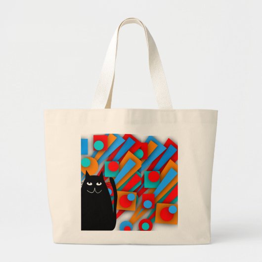 Black Cat Art Gifts Grote Tote Bag (Voorkant)