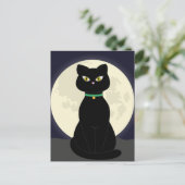 BLACK CAT ART NGHT MOON Briefkaart (Staand voorkant)