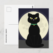BLACK CAT ART NGHT MOON Briefkaart (Voorkant / Achterkant)