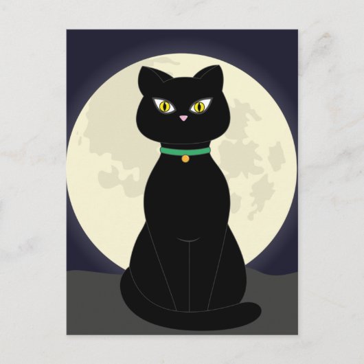 BLACK CAT ART NGHT MOON Briefkaart (Voorkant)