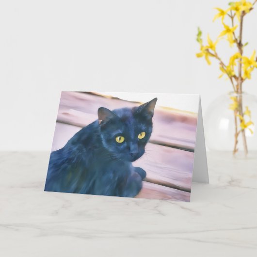 Black Cat Art Note-Kaart Kaart (Gele Bloem)