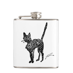 Black Cat Art Nouveau Chat Noir Steinlen Heupfles