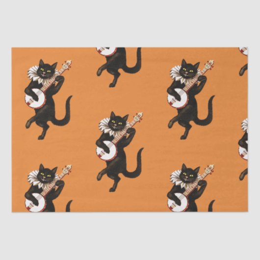 BLACK CAT ART NOUVEAU HALLOEEN Tissue Paper Tissuepapier (Voorkant)