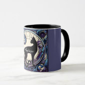 Black Cat Art Nouveau Paarse en Blauw Mok (Voorkant rechts)