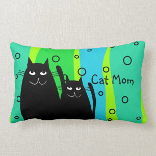Black Cat Art Pillow "Cat Mam" Kussen