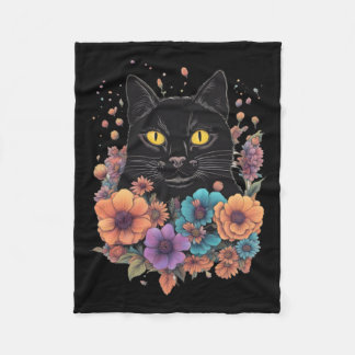 Black Cat Art Sticker 1 Fleece Deken