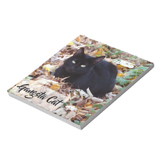 Black cat Autumn bladeren Foto Notitieblok - 40 pa (Linkerzijde)