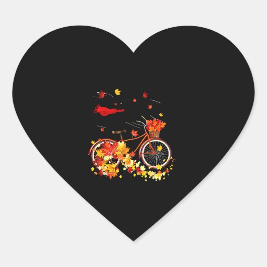 Black Cat Autumn Funny Herfst Fietsliefhebber Hart Sticker (Voorkant)
