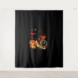 Black Cat Autumn Funny Herfst Fietsliefhebber Wandkleed