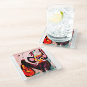 Black cat autumn room  glazen onderzetter (Schuin)