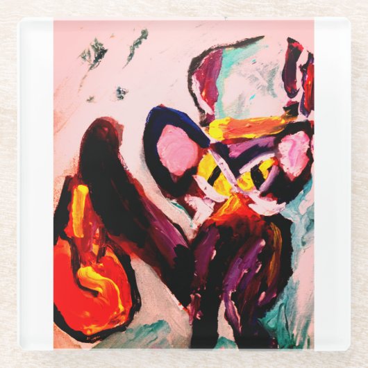 Black cat autumn room  glazen onderzetter (Voorkant)