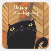 Black Cat Autumn Vierkante Sticker (Voorkant)