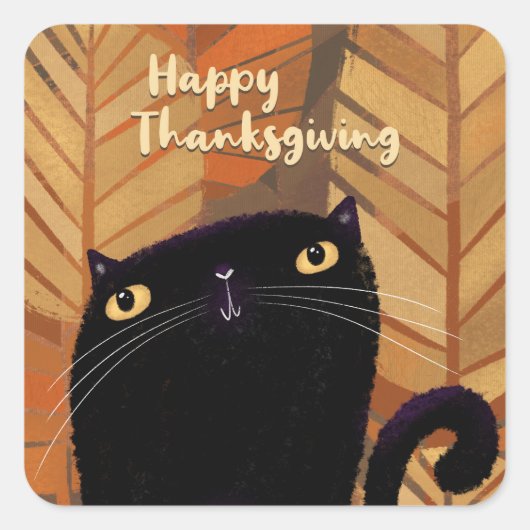 Black Cat Autumn Vierkante Sticker (Voorkant)