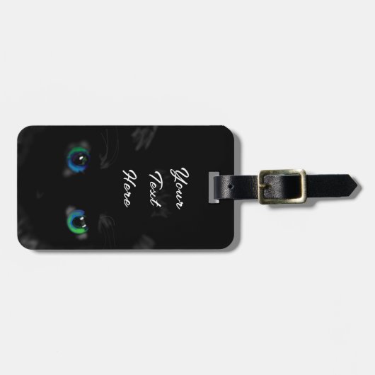 Black Cat Bagagelabel - Aangepaste tekstnaam (Voorkant horizontaal)