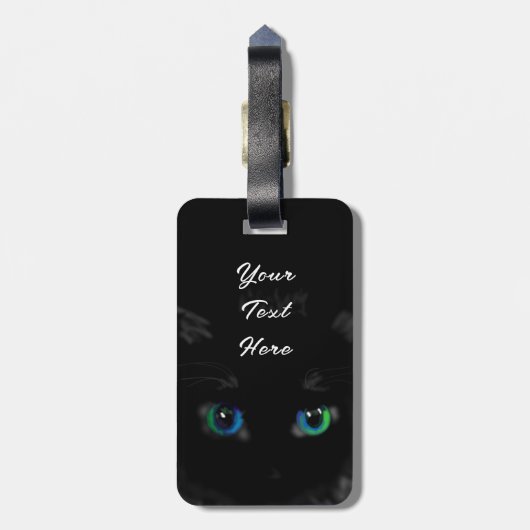 Black Cat Bagagelabel - Aangepaste tekstnaam (Achterkant verticaal)