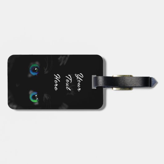Black Cat Bagagelabel - Aangepaste tekstnaam (Achterkant horizontaal)