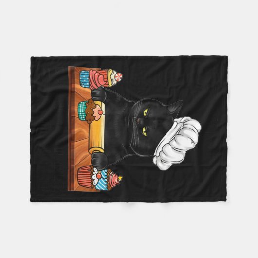 Black Cat Baking Because Murder Is Wrong Cat Lover Fleece Deken (Voorkant (Horizontaal))