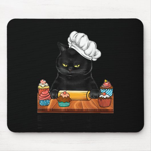 Black Cat Baking Because Murder Is Wrong Cat Lover Muismat (Voorkant)