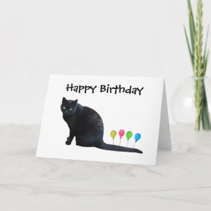 Black Cat Balloons Verjaardag Kaart