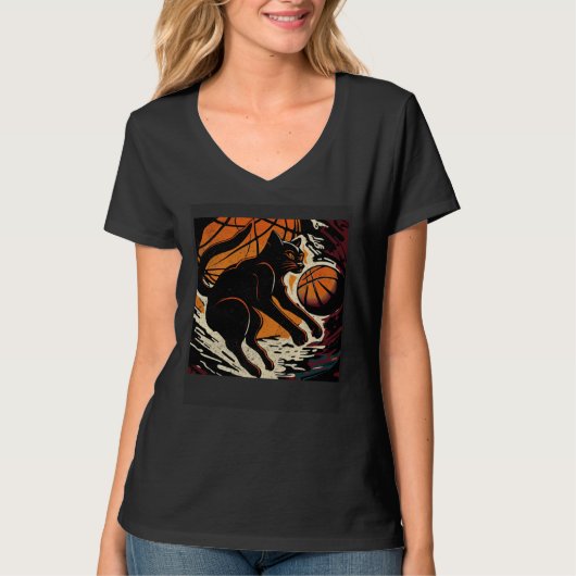 Black Cat Basketball Christian T-shirt (Voorkant)
