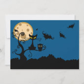 Black Cat, Bat en Owl Halloween Invitation Kaart (Achterkant)