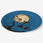 Black Cat, Bat, en Uil Halloween Papieren Bordje (Gekanteld)