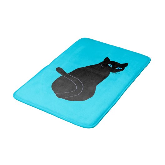 Black Cat Bath Mat - Custom Colors - Blue Eyes (Gekanteld)