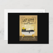 Black Cat Bath Soap Lazy Kitty Cat Funny Black Cat Briefkaart (Voorkant / Achterkant)