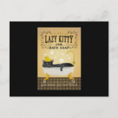 Black Cat Bath Soap Lazy Kitty Cat Funny Black Cat Briefkaart (Voorkant)